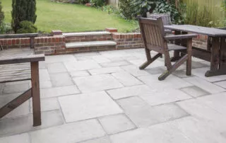 New Stone Garden Patio In Backyard, UK